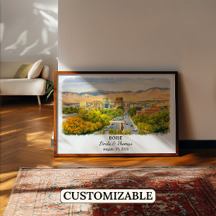 Affiche de Boise Idaho, Aquarelle, Sur mesure