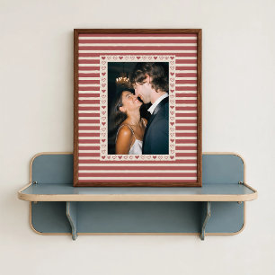 Affiche de bordure de coeur rouge cerise - Cadeau