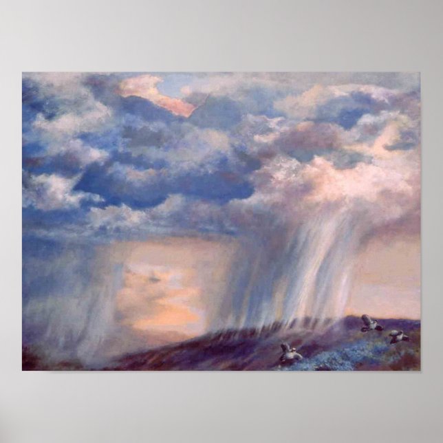 Affiche de caille tempête de couleur (Devant)