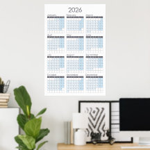 Affiche de calendrier annuel vertical 2026