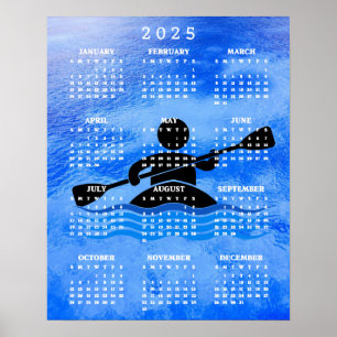 Affiche de calendrier de conception de kayak 2025
