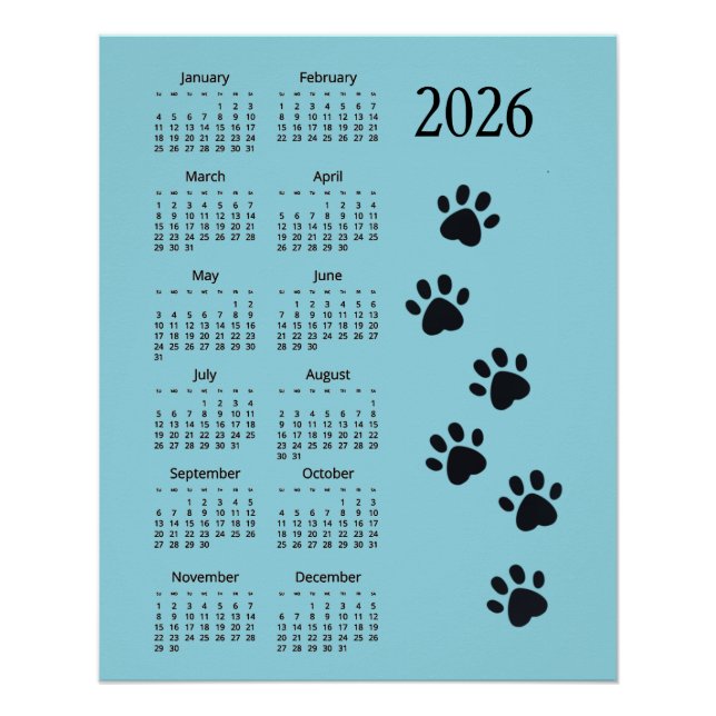 Affiche de calendrier de conception Empreintes de  (Devant)