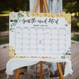 Affiche de calendrier de date prévue abeille flora