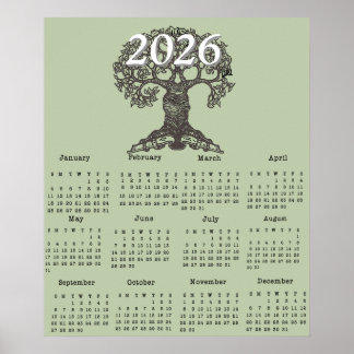 Affiche de calendrier d'une page Reading Tree 2026