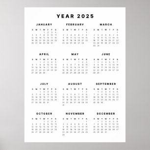 Affiche de calendrier minimaliste 2025