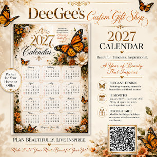 Affiche de calendrier mural Papillon Monarque 2027
