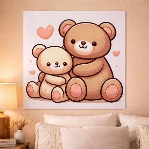Affiche de câlin d'ours mignon