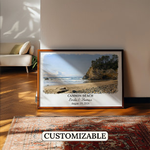 Affiche de Cannon Beach Oregon, Aquarelle, Sur mes