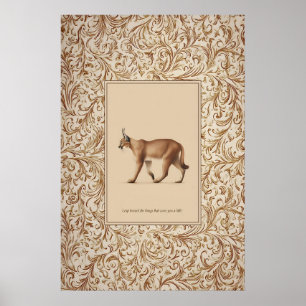 Affiche de caracal marchant Impression neutre de l