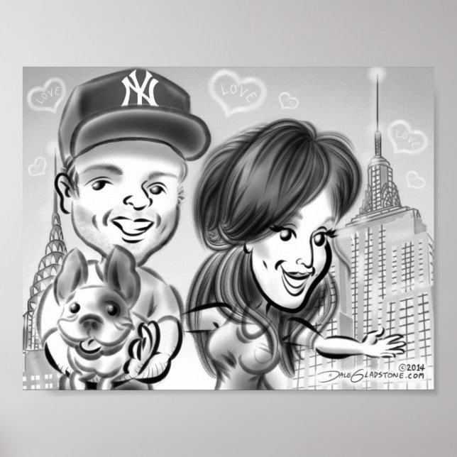 Affiche de caricature des Amoureux de les chiens d (Devant)