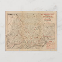Affiche de carte ancienne de Brooklyn