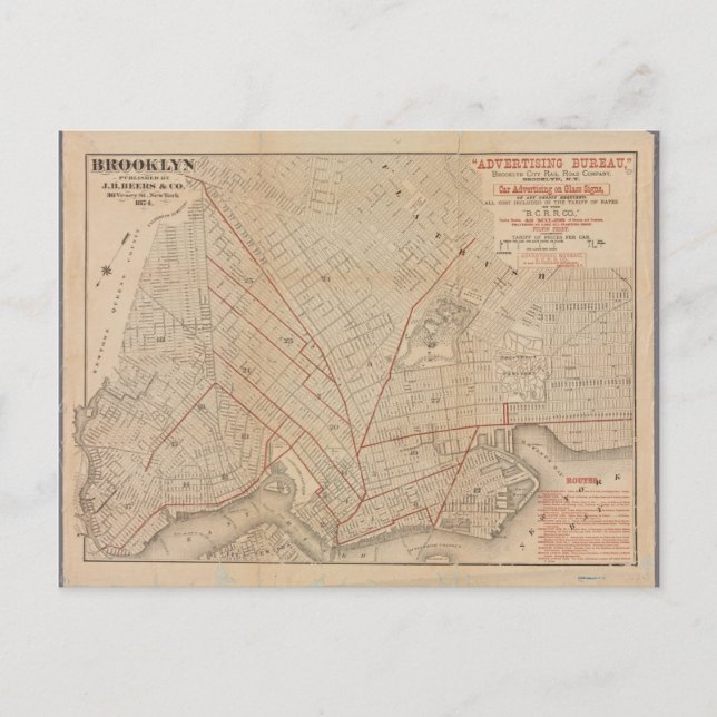Affiche de carte ancienne de Brooklyn (Devant)