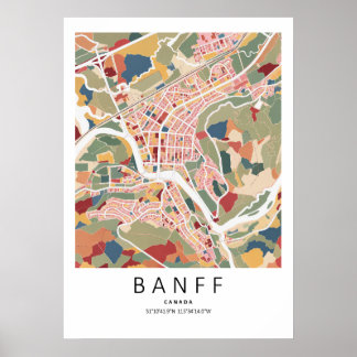 Affiche de carte de Banff Alberta | Art mural de v