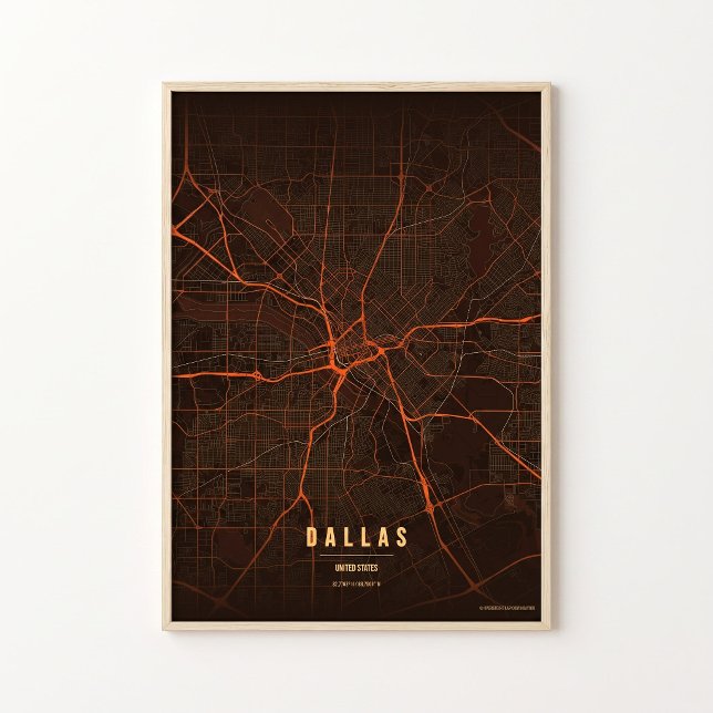 Affiche de carte de Dallas Heatwave Impression d'a (Créateur téléchargé)