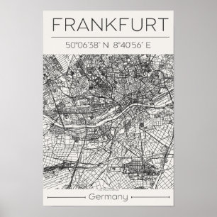 Affiche de carte de Francfort Poster d'art urbain