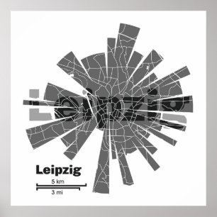 Affiche de carte de Leipzig