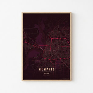 Affiche de carte de Memphis Ruby Impression d'art