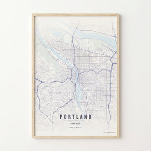 Affiche de carte de Portland Impression Oregon Wal