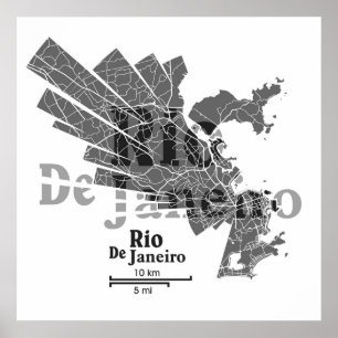 Affiche de carte de Rio de Janeiro