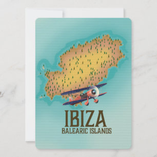 Affiche de carte des îles Baléares Ibiza