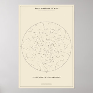Affiche de carte d'étoiles personnalisée de New Yo