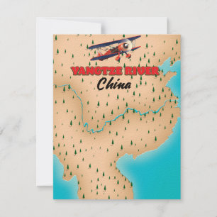 Affiche de carte du fleuve Yangtze Chine
