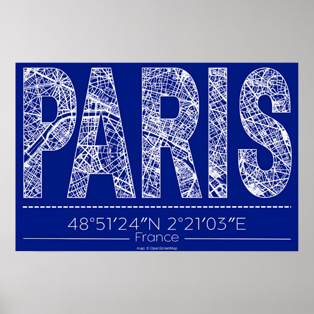 Affiche de carte typographique de Paris - Horizont (Devant)