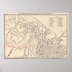 Affiche de carte vintage de Beverly Hills 1930