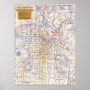 Affiche de carte vintage de Los Angeles 1946