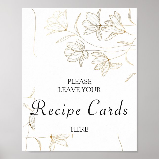 Affiche de cartes de recette de fleur d'or (Devant)