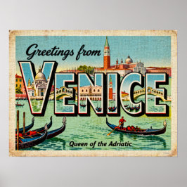Affiche de cartes de vœux vintage de Venise