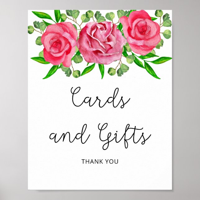 Affiche de cartes et cadeaux de roses aquarelles (Devant)