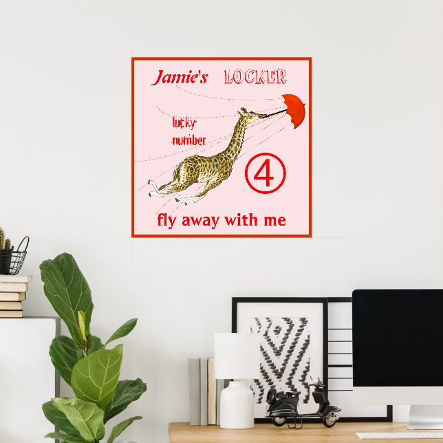 Affiche de casier parapluie girafe fantaisiste mig (Bureau à domicile)