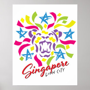 Affiche de célébration de la ville de Lion à Singa