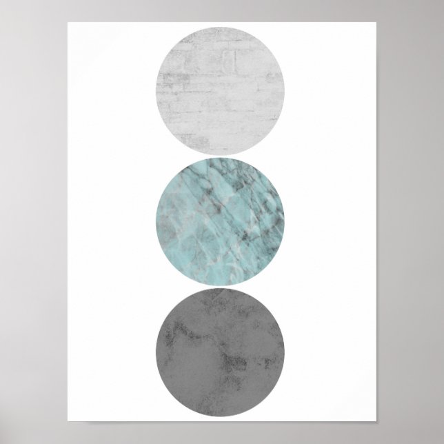 Affiche de cercles turquoise et grise (Devant)