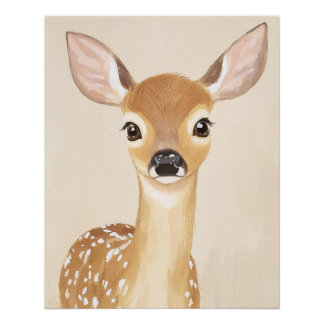 Affiche de cerf mignon Art mural de nursery pastel