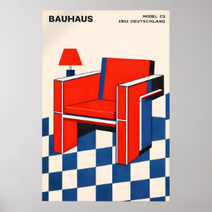 Affiche de chaise Bauhaus, géométrique moderne du