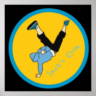 Affiche de chambre du nom de l'enfant avec danse H