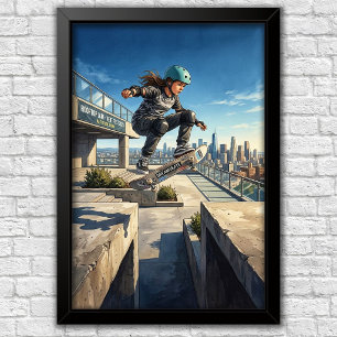 Affiche de chambre moderne pour skateboard urbain