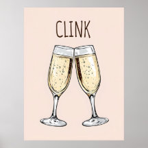 Affiche de Champagne Clink – Art de fête minimalis