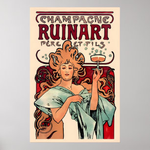 Affiche de Champagne Ruinart Alphonse Mucha Art