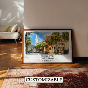 Affiche de Charleston Caroline du Sud, Aquarelle