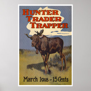 Affiche de chasse Art de moose Cave d'homme Vintag