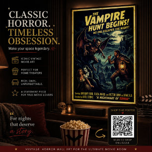 Affiche de chasse aux vampires vintage Art mural d
