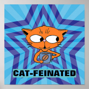 Affiche de chat de café dessiné Chats accros