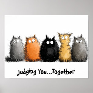 Affiche de chat de dessin animé 16 x 12