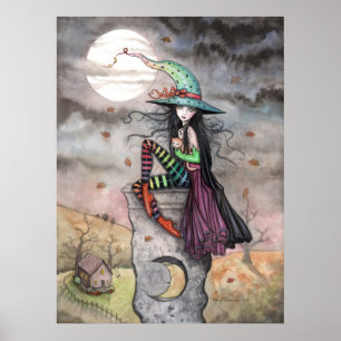 Affiche de chat de sorcière d'Halloween Enchanted