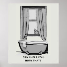 Affiche de chat drôle - "Puis-je vous aider à ente