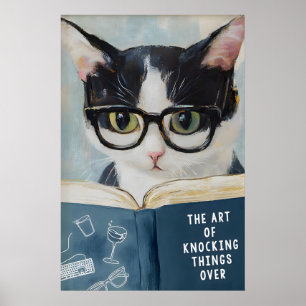 Affiche de chat humoristique lisant une affiche de