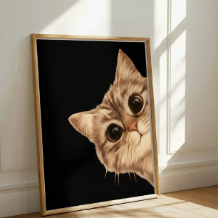 Affiche de chat mignon qui regarde avec de grands 